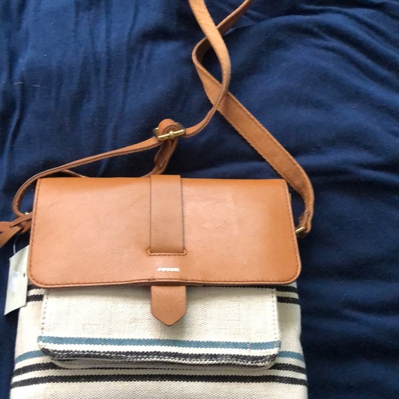 Cloth and leather fossil purse - Picture 1 of 4